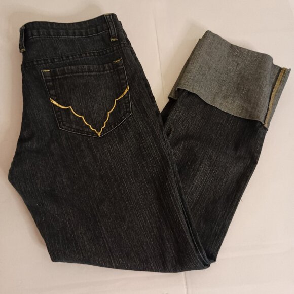 Y2K Crest Low Rise Jeans Gold Sparkle Threaded Denim & Detail Juniors Size 9/10 - Picture 13 of 13